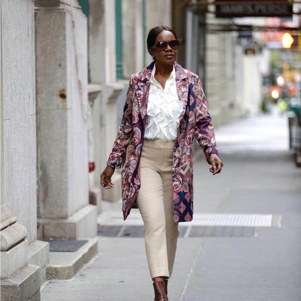 Chico’s Drama Coat Patched Print Outerwear Multicolored Size 2 ( 12/14US) - Picture 5 of 14